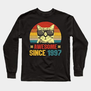 Awesome Since 1997 27th Birthday Gifts Cat Lover Long Sleeve T-Shirt